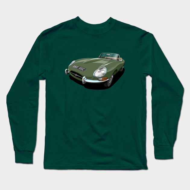 Jaguar e-type roadster Long Sleeve T-Shirt by candcretro